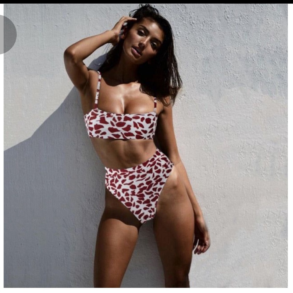 Maroon Animal Print Bikini